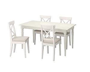 Set de masa si scaune IKEA Ingatorp/Ingolf Alb/Hallarp Bej (1+4)