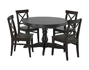 Набор стол и стулья IKEA Ingatorp/Ingolf 110x155 Черный/Черно-коричневый (1+4)