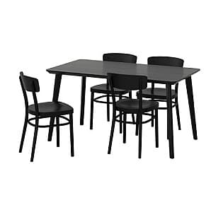 Набор стол и стулья IKEA Lisabo/Idolf 140x78 Черный (1+4)