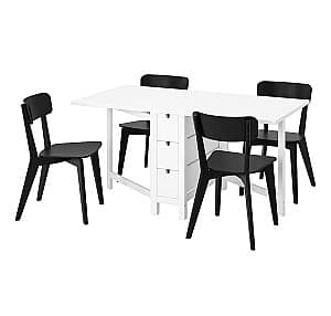 Set de masa si scaune IKEA Norden/Lisabo 26/89/152x80 Alb/Negru (1+4)