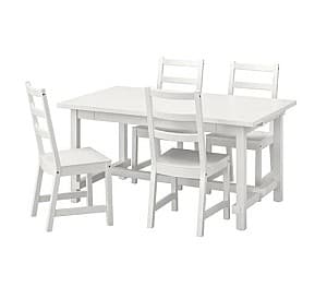 Set de masa si scaune IKEA Nordviken 152/223x95 Alb/Alb (1+4)