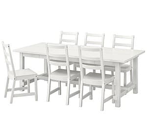 Set de masa si scaune IKEA Nordviken/Nordviken 210/289x105 Alb/Alb (1+6)