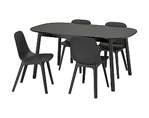 Набор стол и стулья IKEA Vedbo/Odger 160x95 Черный/Антрацит (1+4)