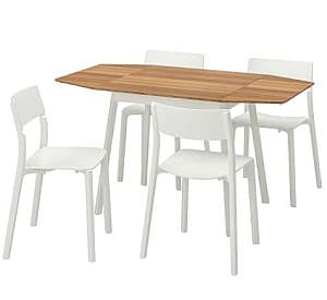 Set de masa si scaune IKEA PS 2012/Janinge 138 cm Bambus/Alb (1+4)