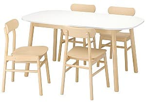 Набор стол и стулья IKEA Vedbo/Ronninge 160x95 Белый/Береза (1+4)