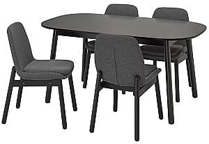 Set de masa si scaune IKEA Vedbo 160x95 Negru (1+4)