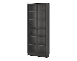 Витрина IKEA Billy/Oxberg 80x30x202 Черно-коричневый
