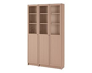 Dulap cu vitrina IKEA Billy/Oxberg panou/usa sticla Furnir Stejar/Alb