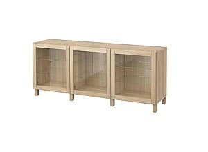 Витрина IKEA Besta Sindvik clear glass/white oak 180x42x74 см