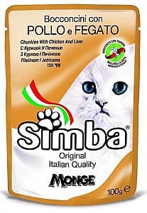 Влажный корм для кошек SIMBA CAT Pouches with chicken and liver 100gr