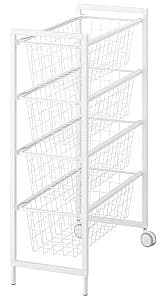 Стеллаж IKEA Jonaxel каркас/проволочные корзины/колесики 25x51x73 Белый