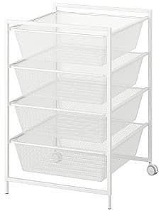 Стеллаж IKEA Jonaxel каркас/сетчатые корзины/колесики 50x51x73 Белый