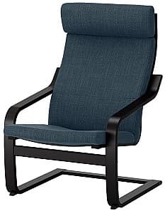 Кресло IKEA Poang Черно-коричневый/Хилларед Темно-синий