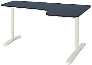 Masa de birou IKEA Bekant colt dreapta/linoleum 160x110 Albastru/Alb