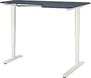 Masa de birou IKEA Bekant electro/colt dreapta/linoleum 160x110 Albastru/Alb