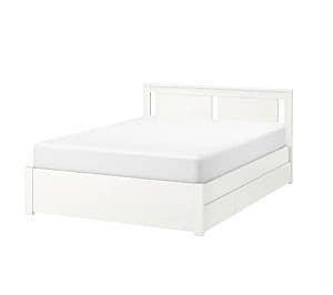 Pat IKEA Songesand/Luroy 4 cutii depozitare 160х200 Alb