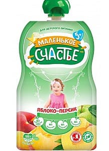 Пюре для детей Маленькое счастье Яблоко/Персик (5 месяцев+) 90 гр.
