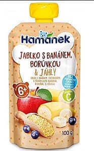 Пюре для детей Hamanek Яблоки/бананы-черника/пшено 100 гр (6м+)
