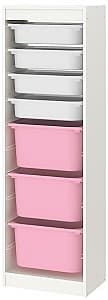 Стеллаж IKEA Trofast 46x30x145 Белый/Бело-Розовый