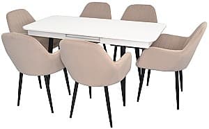 Набор стол и стулья Evelin DT 432-1R B + 6 стула LC-621 B/Light Beige 8