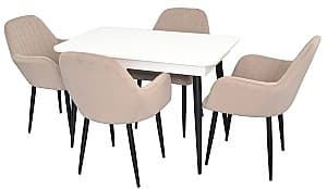Набор стол и стулья Evelin DT 432-1R B + 4 стула LC-621 B/Light Beige 8