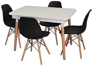 Набор стол и стулья Evelin DT 431-1R Wo + 4 стула LC-021 Black