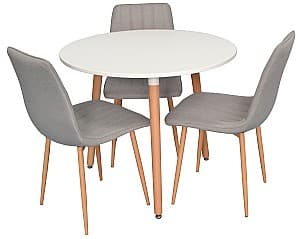 Набор стол и стулья Evelin DT 404-1 + 3 стула XR-154 WO/Light Grey-3