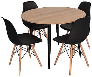 Set de masa si scaune Evelin DT 402-2 + 4 scaune LC-021 Black