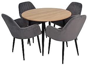 Набор стол и стулья Evelin DT 402-2 + 4 стула LC-621B/Dark Grey57