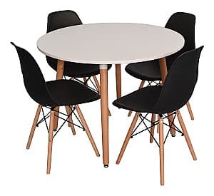 Set de masa si scaune Evelin DT 402-1 + 4 scaune  LC-021 Black