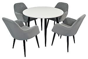 Набор стол и стулья Evelin DT 402-3+4 стулья LC-621B Dark Grey 57