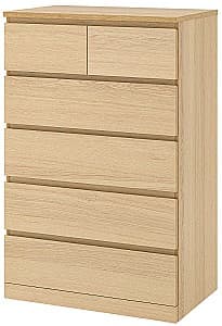 Comoda IKEA Malm 6 sertare 80x123 Furnir Stejar Alb