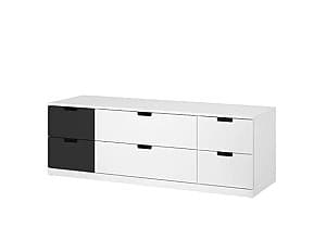 Комод IKEA Nordli 6 ящиков 160x54 Белый/Антрацит(Черный)