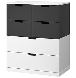 Комод IKEA Nordli 6 ящиков 80x99 Белый/Антрацит(Черный)