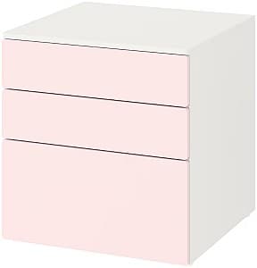 Детский комод IKEA Smastad/Platsa 3 ящика 60x55x63 Белый/Бледно-розовый