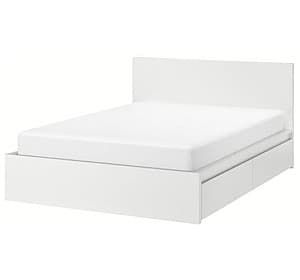 Pat IKEA Malm +2 cutii depozitare alb160×200 cm