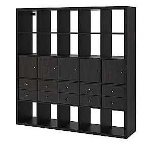 Стеллаж IKEA Kallax с 10 вставками 182x182 Черно-коричневый