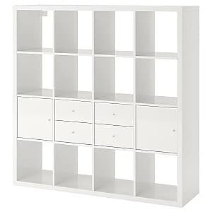 Стеллаж IKEA Kallax с 4 вставками 147x147 Глянцевый/Белый
