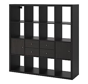 Стеллаж IKEA Kallax с 4 вставками 147x147 Черно-коричневый