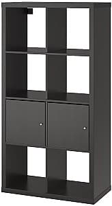 Стеллаж IKEA Kallax с дверцами 77x147 Черно-коричневый