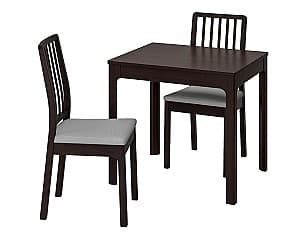 Набор стол и стулья IKEA Ekedalen 80x120 Темно-коричневый/Оррста Серый 1+2