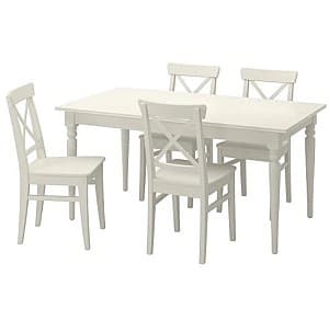 Set de masa si scaune IKEA Ingatorp/Ingolf 155cm Alb 1+4