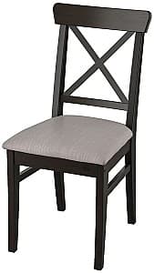 Деревянный стул IKEA Ingolf Черно-Коричневый/Нольхага Серо-Бежевый