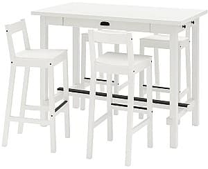 Set de masa si scaune IKEA Nordviken/Nordviken Alb 1+4