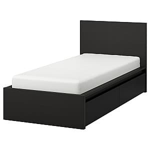 Кровать IKEA Malm 2 ящика для хранения 90х200 Черный-Коричневый