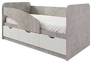 Детская кровать ML Mobila Юниор 1 (с бортиком) 80х160 Ателье Светлый/Белый