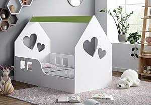 Pat copii Happy Baby House Heart L01 70x140 (White/Pastel Green)