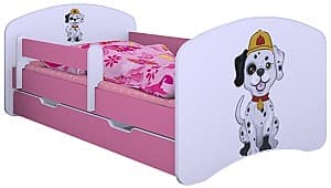 Pat copii Happy Baby Happy Fire Dog L04 cu sertar (White/Pink)