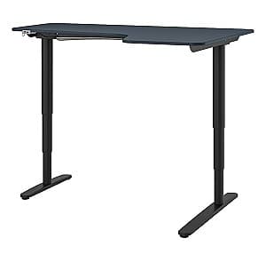 Masa de birou IKEA Bekant electro/colt dreapta/linoleum 160x110 Albastru/Negru