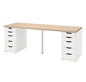 Офисный стол IKEA Lagkapten/Alex 200x60 Под беленый Дуб/Белый